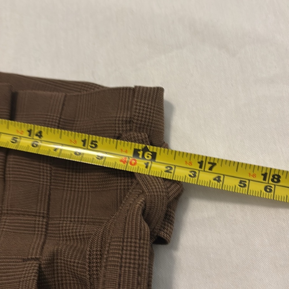 Athleta Skyline Pant Paperbag Waist Belted Pants SZ 8 athleisure brown plaid - Picture 7 of 14